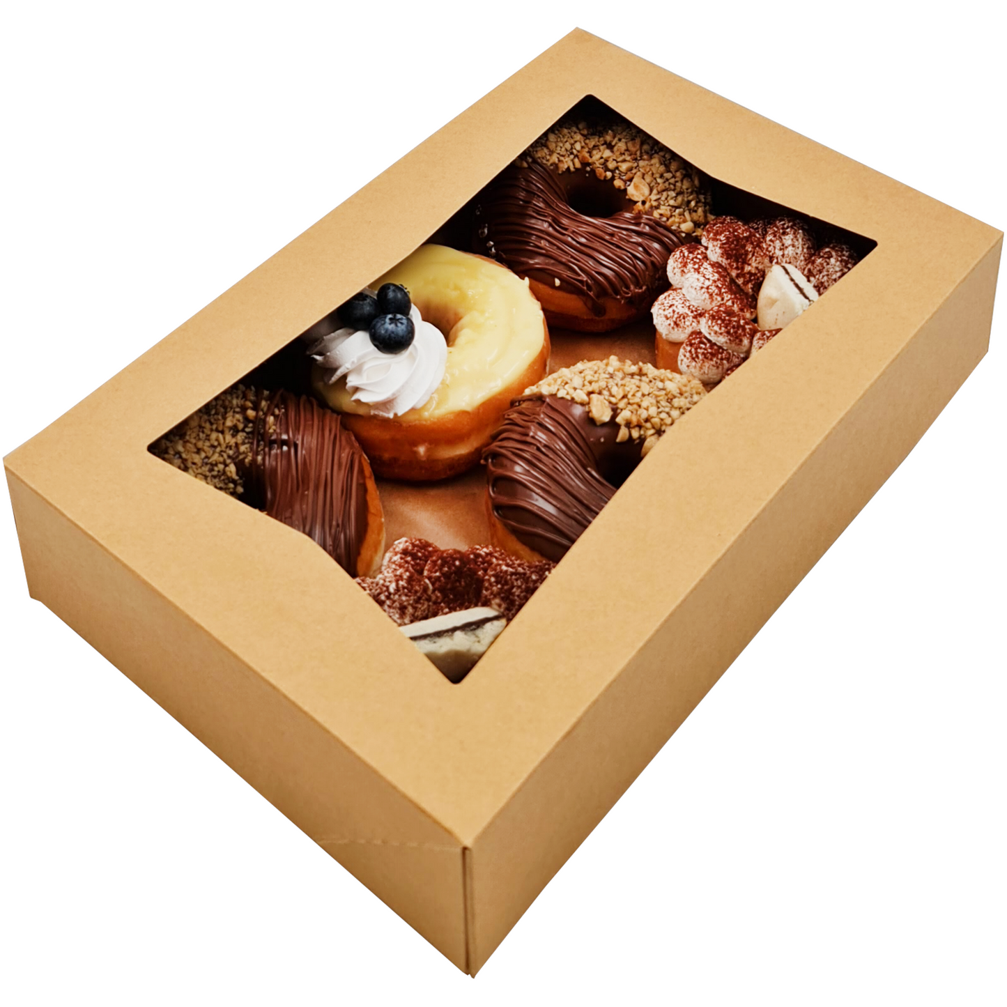 BAKELUV 12x8x2.5" Brown Pastry Boxes With Window