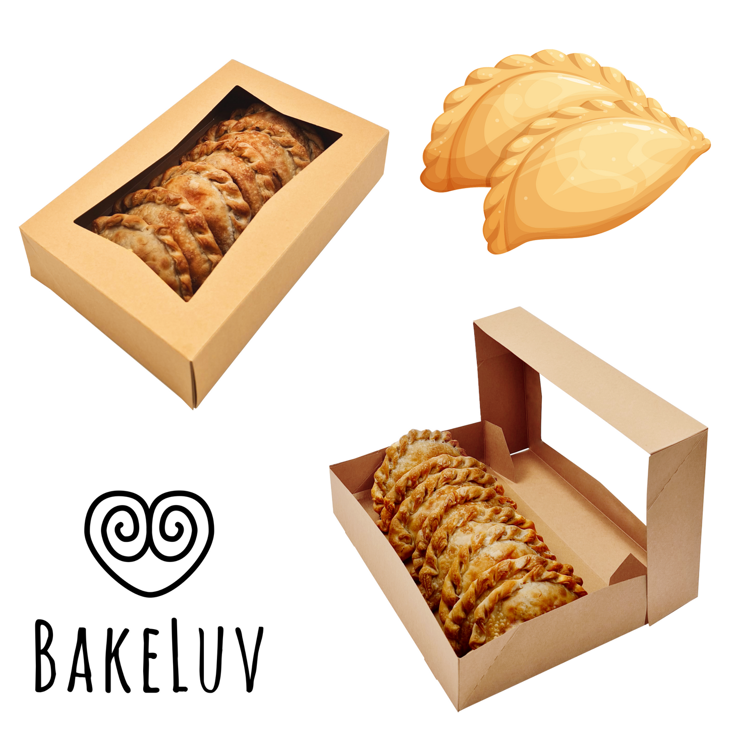 BAKELUV 12x8x2.5" Brown Pastry Boxes With Window