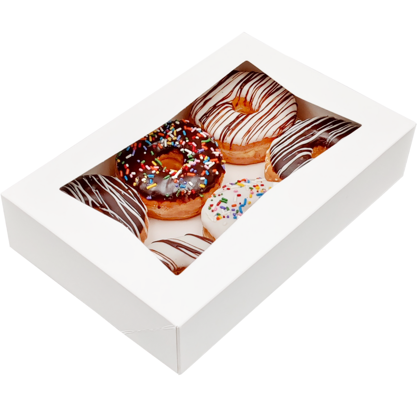 BAKELUV 12x8x2.5" White Pastry Boxes With Window