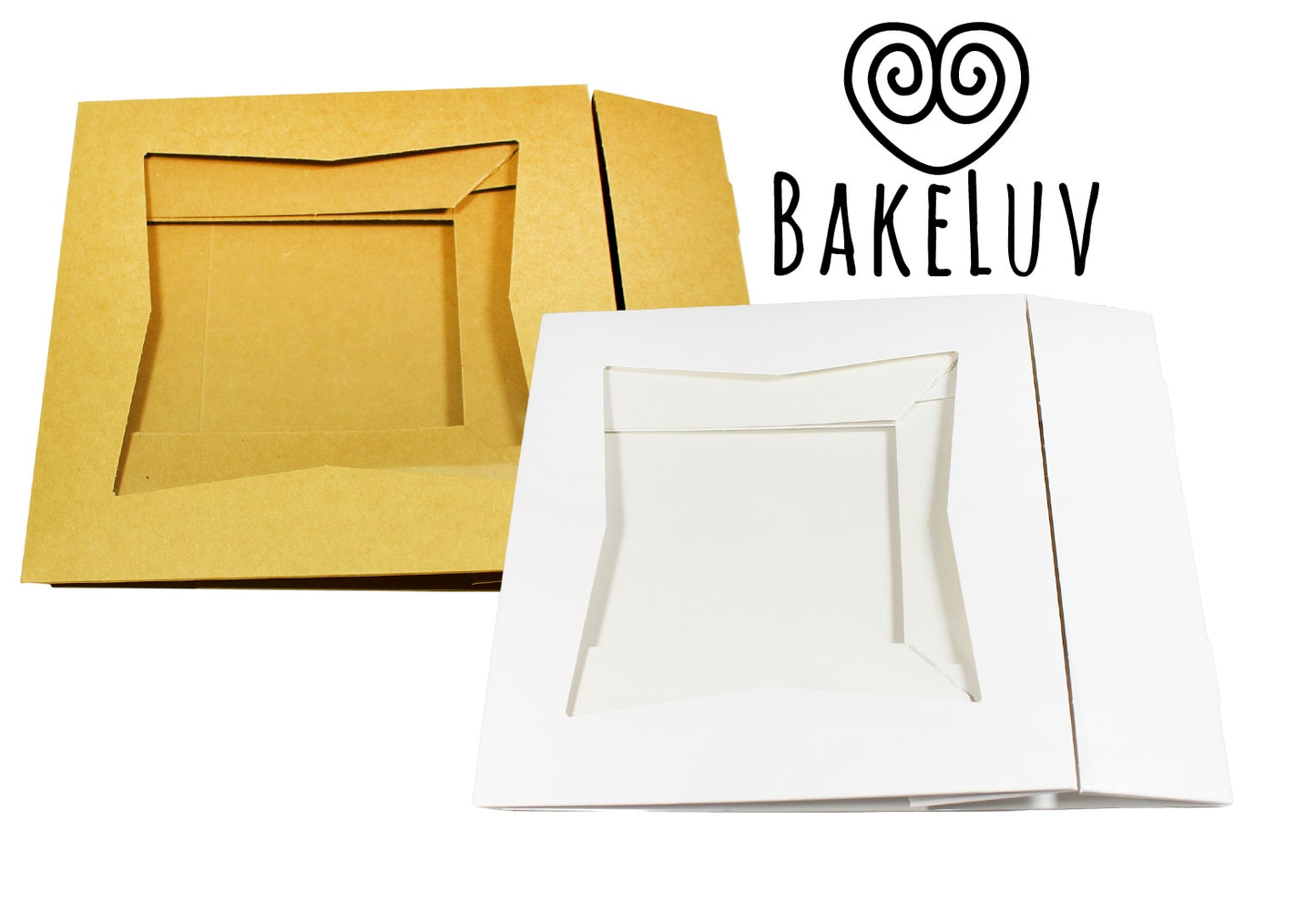BAKELUV 8x8x2.5" Brown Pastry Boxes With Window