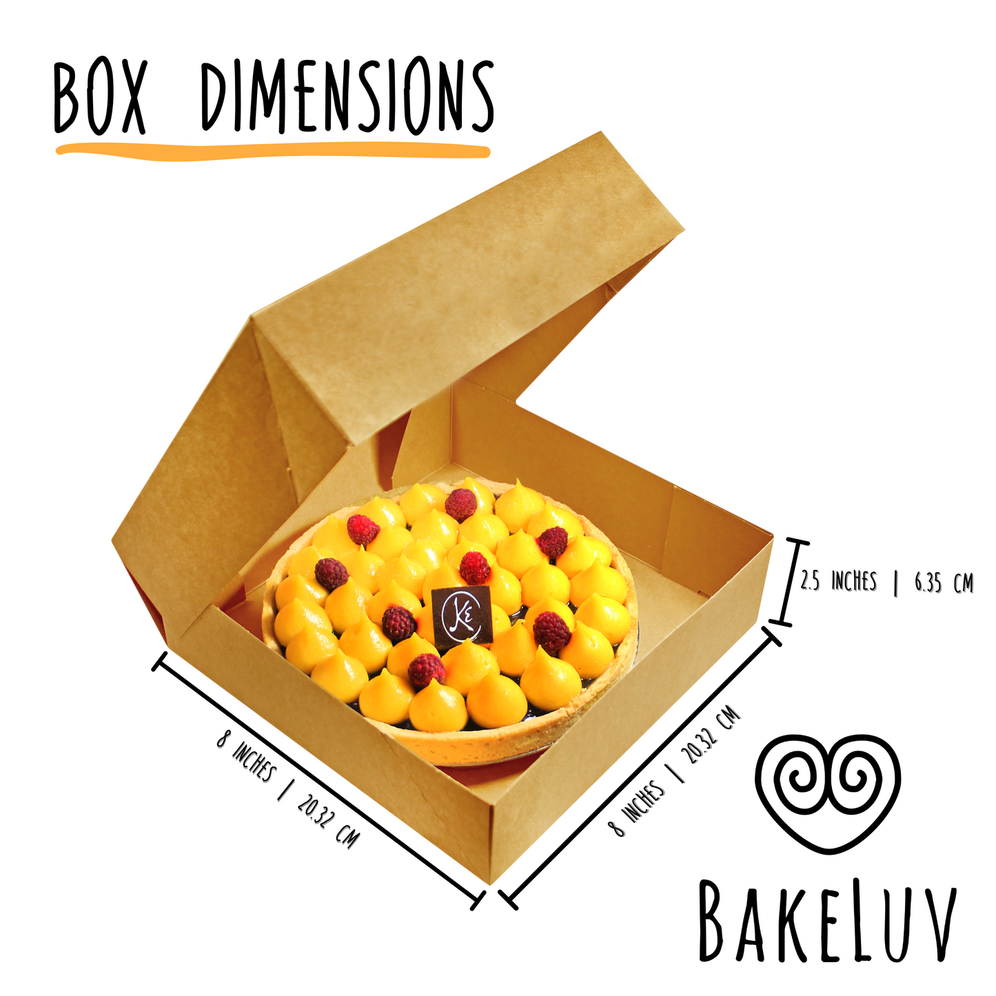 BAKELUV 8x8x2.5" Brown Pastry Boxes With Window