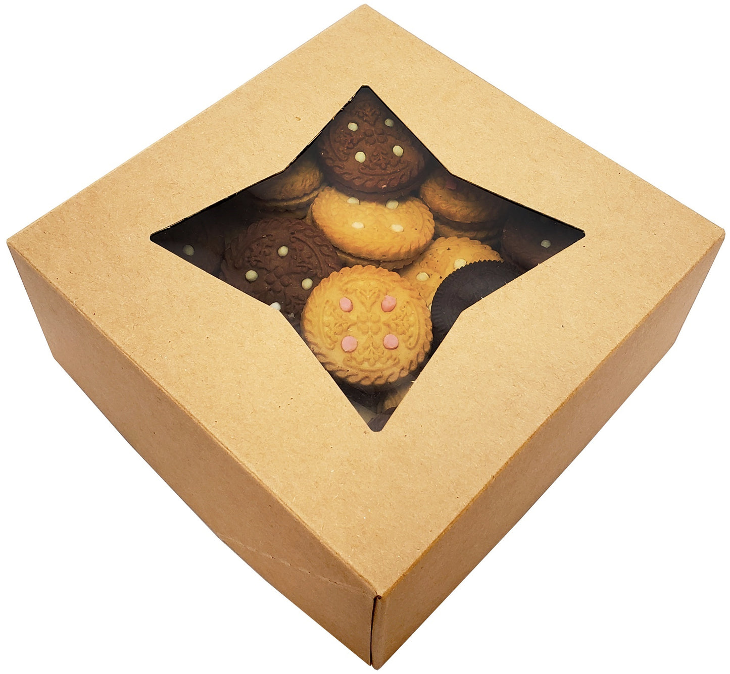 BAKELUV 6x6x2.5” Brown Bakery Boxes with Window