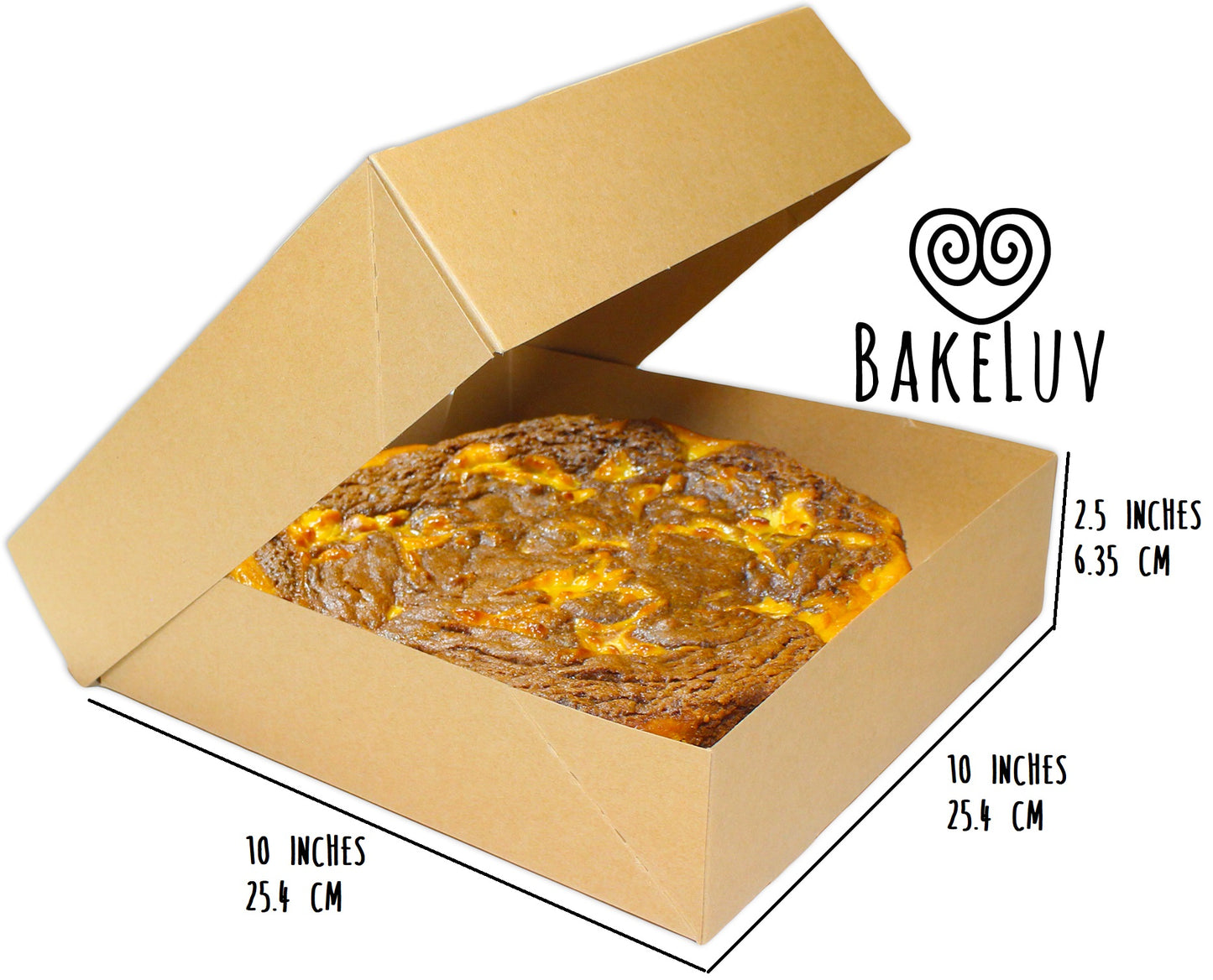 BAKELUV 10x10x2.5" Brown Pie Boxes With Window