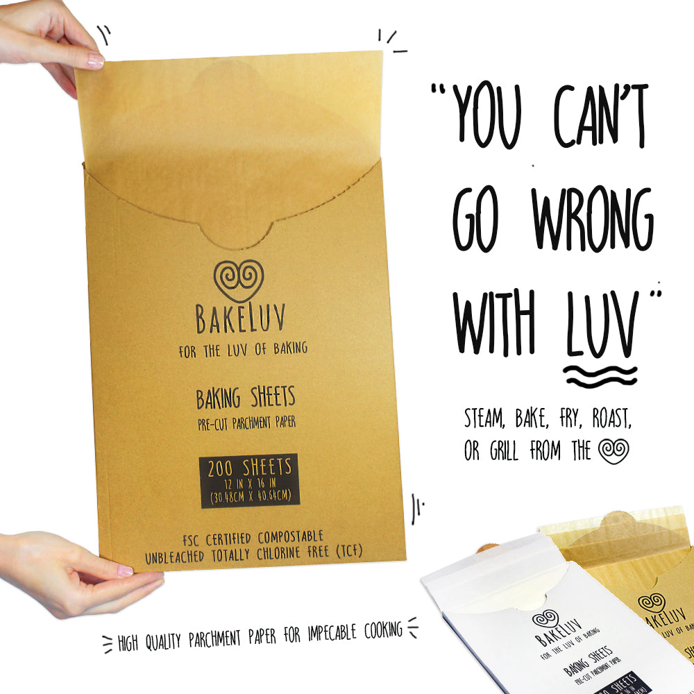 Bakeluv Brown 12x16" Pre Cut Parchment Paper Sheets | 200 Pack