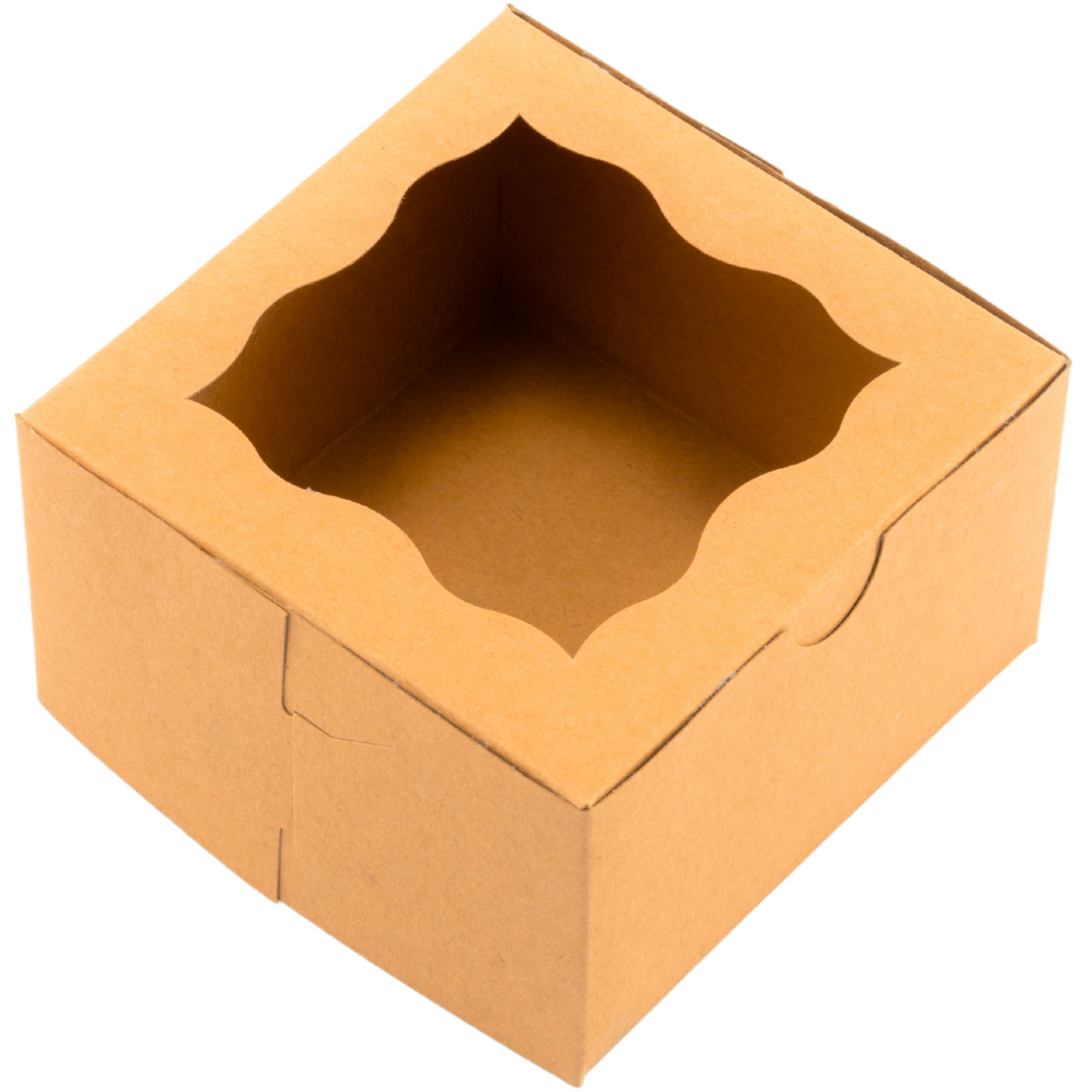 BAKELUV 4X4X2.5” Brown Bakery Boxes with Window